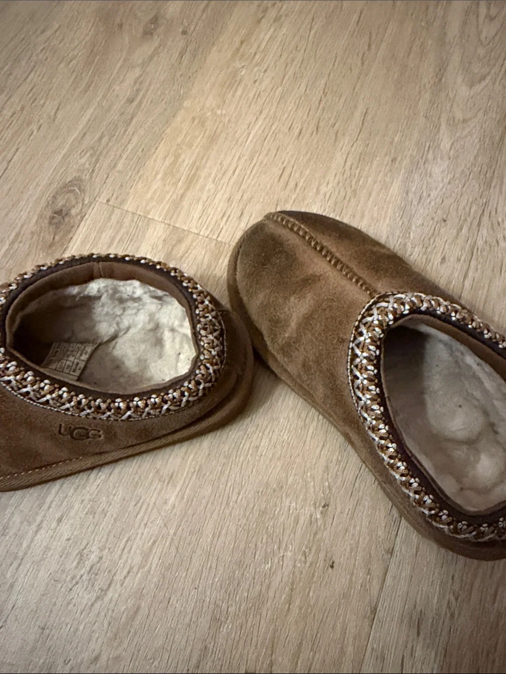 UGG Brown Plush-Lined Kids Slip-On Slippers